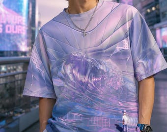 Frutiger Aero Shirt, Dreamcore AOP Shirt, Futuristic Pastel Graphic Tee, EDM Festival Outfit,