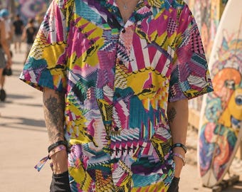 Funky Cat Ice Cream Hawaiian Shirt, Oversized Short Sleeve Button Up