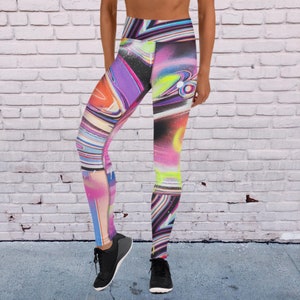 Colorful Yoga Leggings, Printed High Waist Leggings, Rave Pants For Women
