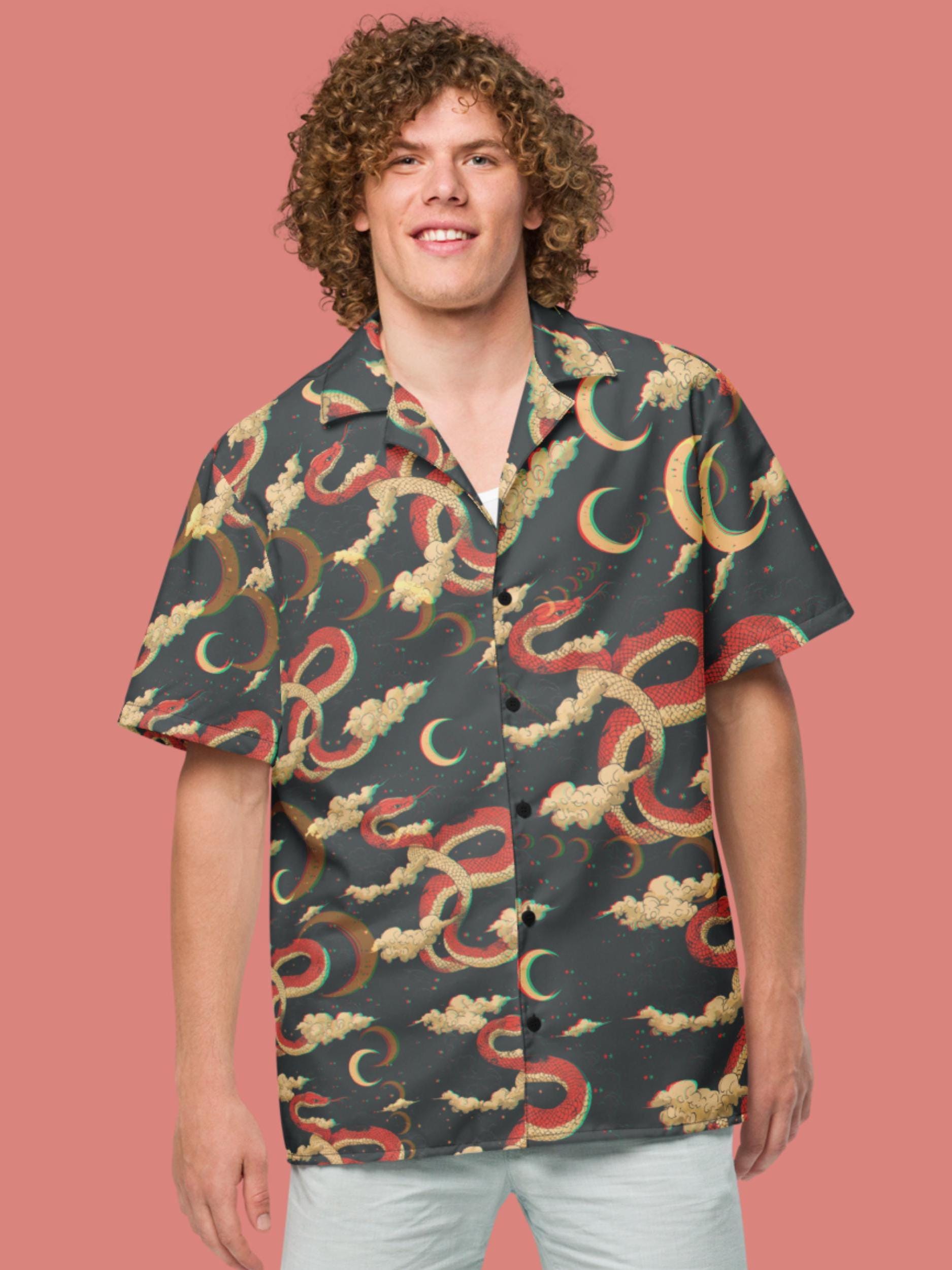 Chinese Snake Button Down, Year of Snake Button up Shirt, Chinese