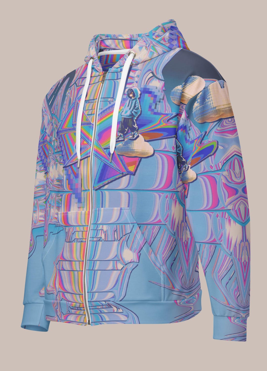 Pixelcore Rainbow Hoodie โ Trippy Pastel Cybercore Zip Up, Vaporwave ...