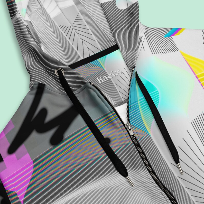 Neon Graphic Full-zip Hoodie, Recycled Polyester Activewear - Etsy