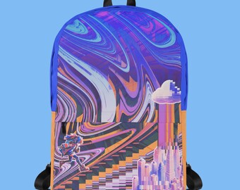 Cyberpunk Glitch Art Backpack Arcade Gamer Gift Water-Resistant Laptop Bag Vibrant Artistic Backpack for School Urban Streetwear