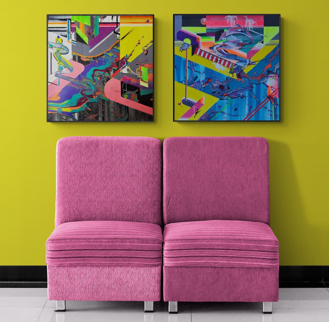 Urban Wall Decor Street Art Paintings Set of 2 Psychedelic Etsy