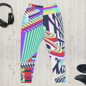 Hip Hop Men&#39;s Joggers Bold Geometric Printed Sweatpants Comfy Streetwear Pants Festival Workout Clothes