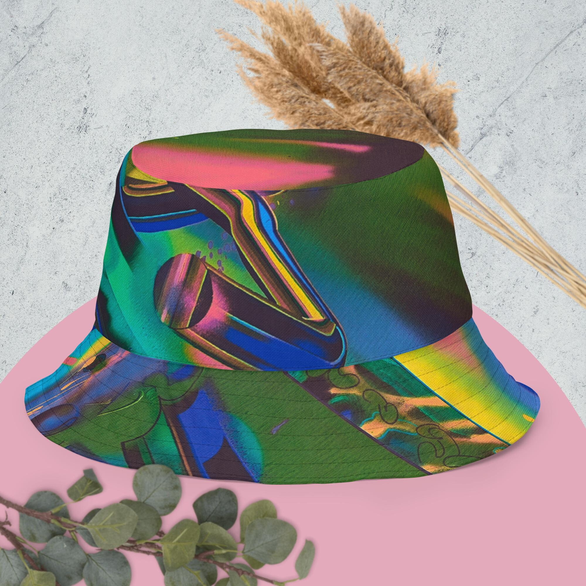 Street Art Colorful Festival Bucket Hat, Large Pink 90s