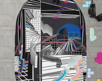 Futurism Art Backpack Abstract Geometric Bag Laptop Minimalist Backpack Sports Travel Backpack Back To School and College