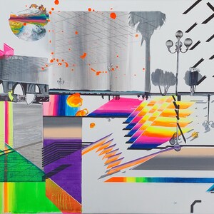 Colorful Street Art Painting on Canvas - Urban Art Decor - Retrowave Art
