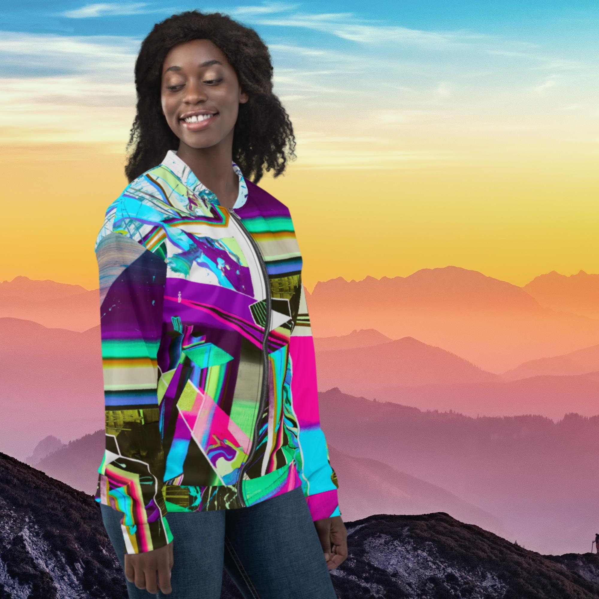 Cyberpunk Bomber Jacket, Techwear Rave Jacket, Graphic Streetwear