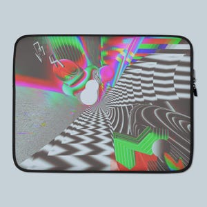 Glitch Frutiger Aero Laptop Sleeve, Trippy RGB Laptop Case 13 inch 15 inch, Cyberpunk Techcore Laptop Cover, Vaporwave Aesthetic Laptop Bag