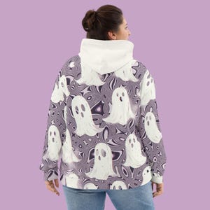 Trippy Cute Ghost Hoodie Retro Halloween Sweatshirt Psychedelic Spooky Shirt Warm Comfy Fall Streetwear Clothes