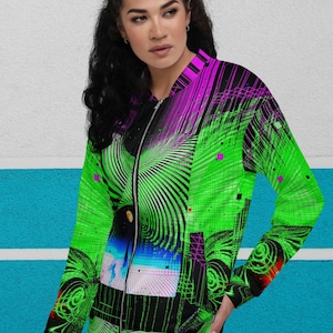 Cyberpunk Bomber Jacket Space All Over Print Techno Jacket For Men And Women Streetwear Futuristic Clothes Rave EDM Festival Clothing
