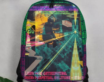 Cyberpunk Gamer Backpack, Dystopian Art Laptop Work Bag, Sports Travel Backpack Back To School and College