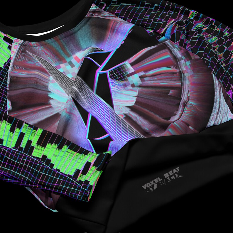 Cyber Rave Cyber Rave Music Festival Crop Top Dance Surf EDM Shirt Long Sleeve ...