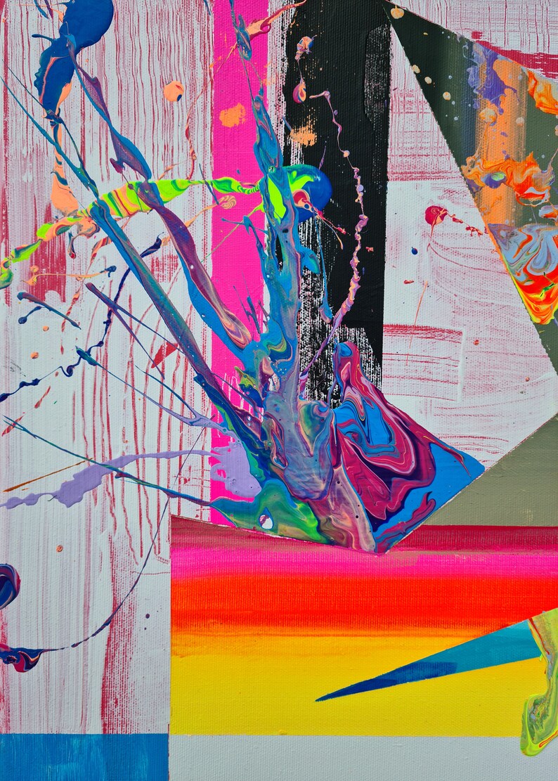 Colorful Geometric Wall Art Abstract Acrylic Painting Etsy