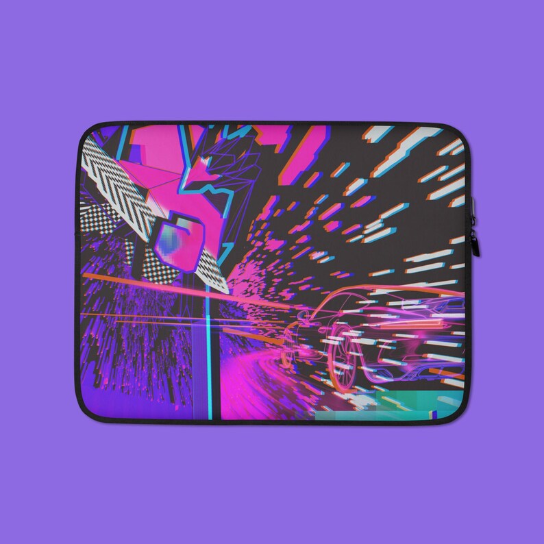 Car Racing Laptop Sleeve Gift Cyberpunk Laptop Cover 3D High Speed Car ...