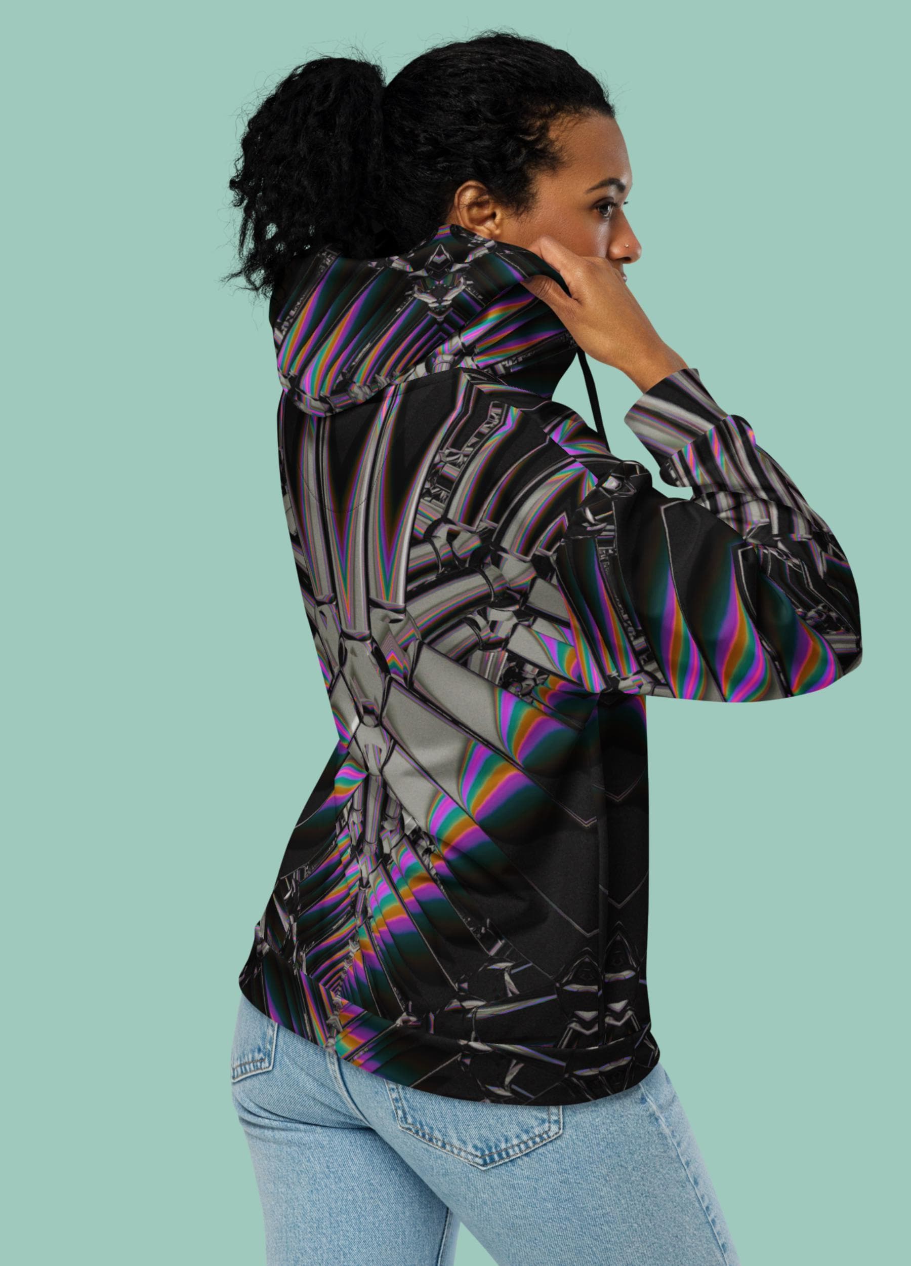Dark Techno Zip up Hoodie, Neon Rave Festival Jacket, Techwear Dark Techno Zip up Hoodie, Neon Rave Festival Jacket, Techwear