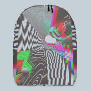 Glitch Art Festival Backpack, RGB Vaporwave Bag, Trippy Cyberpunk Backpack, Techcore Laptop Backpack, Gamer Backpack 15 Inch