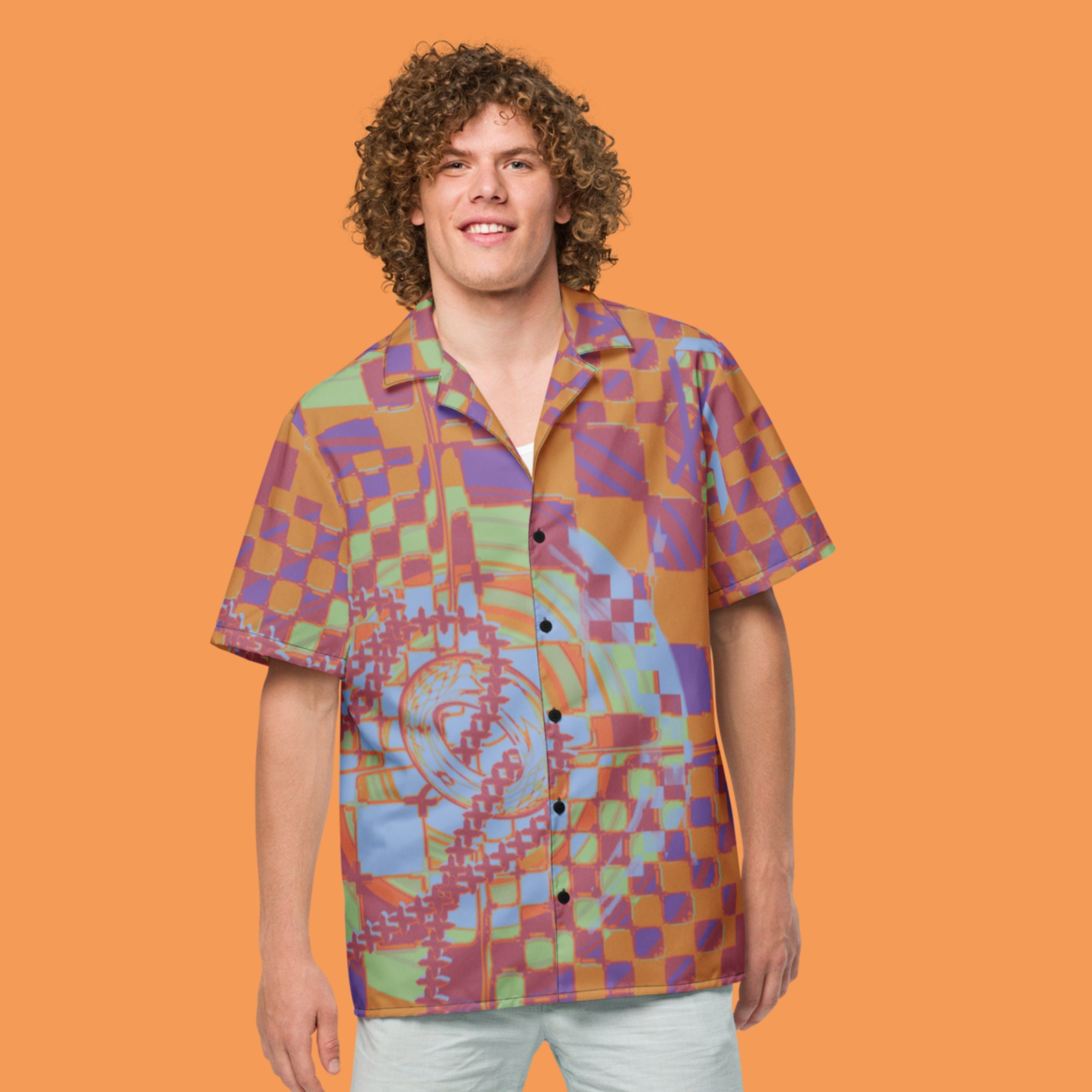 【BAON】[unisex] Anda Color Check Over Shirt Retro Punk Button up Shirt Oversized Dark Orange Check
