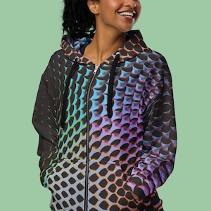 Pastel Neon Zip Up Hoodie, Prism Iridescent Rave Jacket, Trippy Gradient Hoodie, Cyberpunk EDM Jacket, Soft Rainbow Dreamcore Clothes