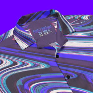 All Over Print Psychedelic Hawaiian Shirt Oversized Abstract Swirl Button Down Shirt Trippy Funky Partywear Blouse Bold Edgy Button Up