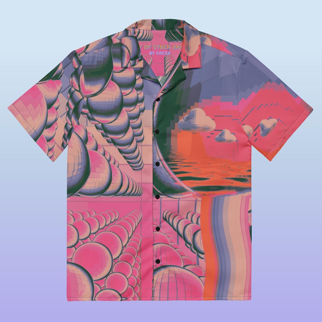 Women’s Pixel Art Print Button-Up Shirt – Modern, Trendy & Unique