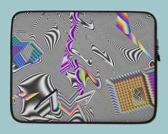 Trippy Retro Hypnotic Laptop Sleeve Gift Abstract Geometric Art Laptop Cover Minimalist Macbook Case Psychedelic 13 inch 15 inch Laptop Bag
