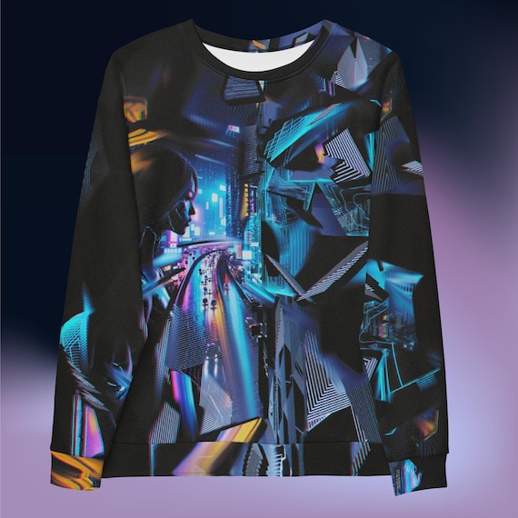 VR × CYBERPUNK CREWNECK / black L Bioworld Cyberpunk Edgerunners Kiwi Crew Neck Long Sleeve