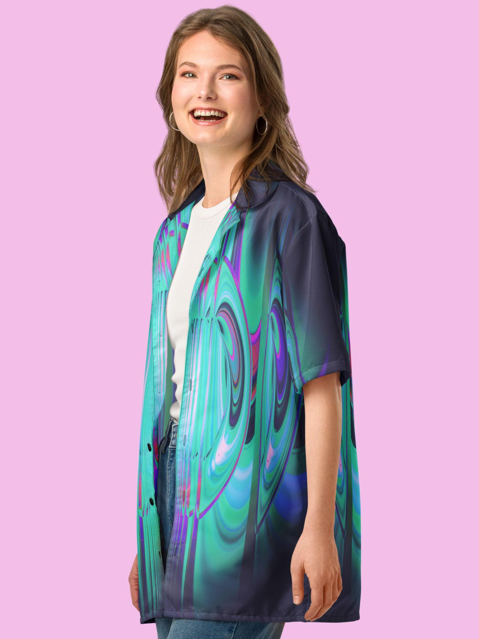 Optical Illusion Button Up Blouse