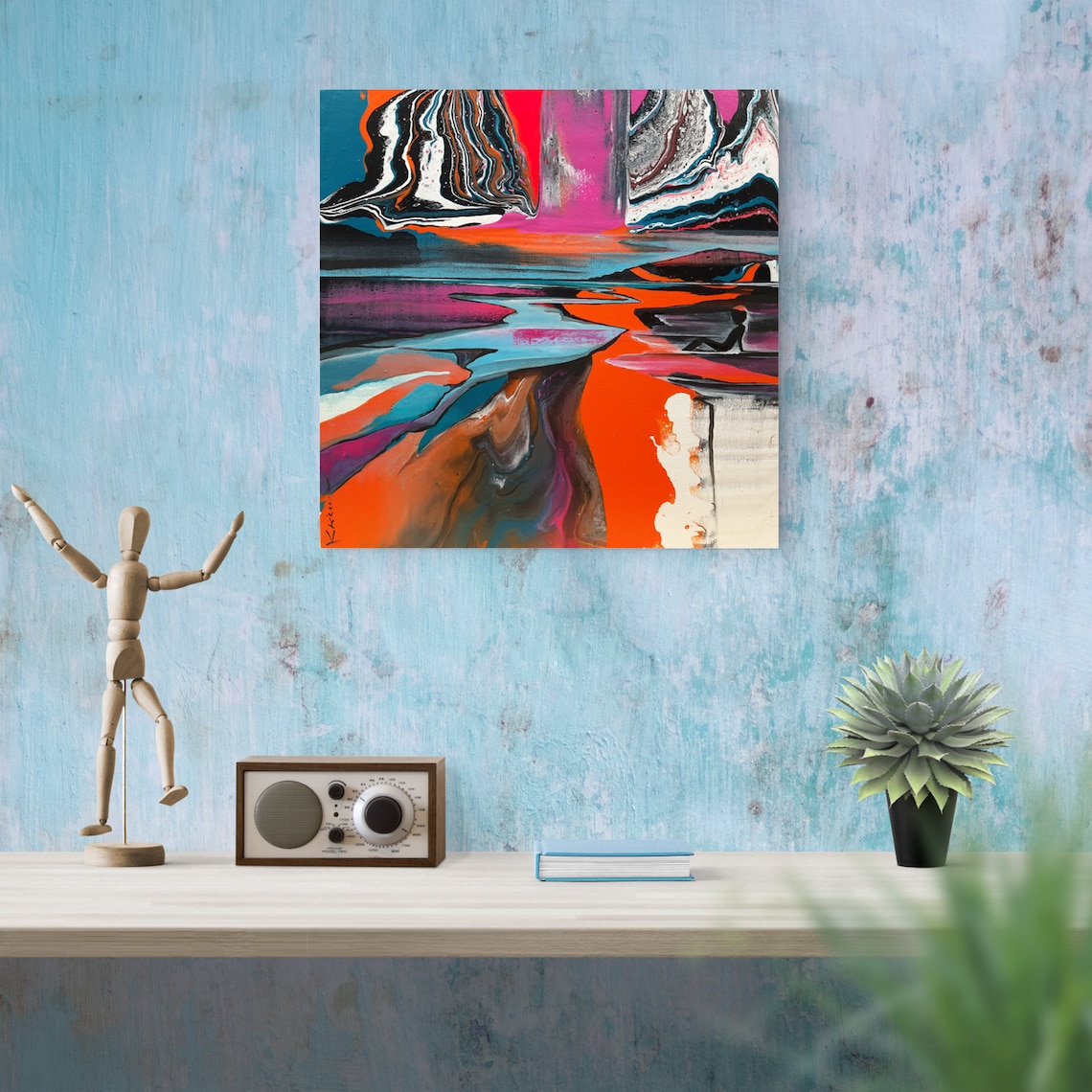 Orange Acrylic Pour Abstract Painting | Etsy