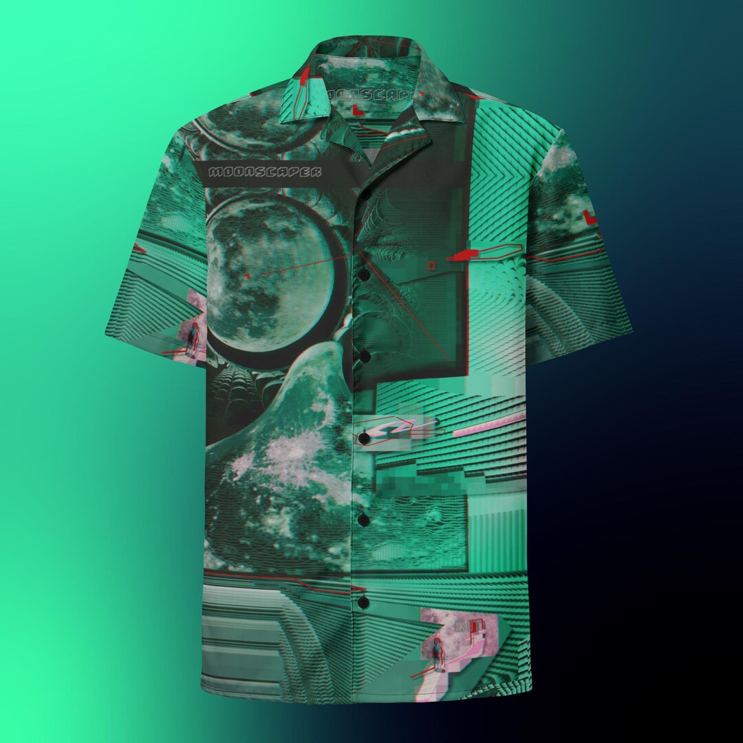 Rave Button Down Shirt Vaporwave Festival Clothing Moon Shirt Etsy