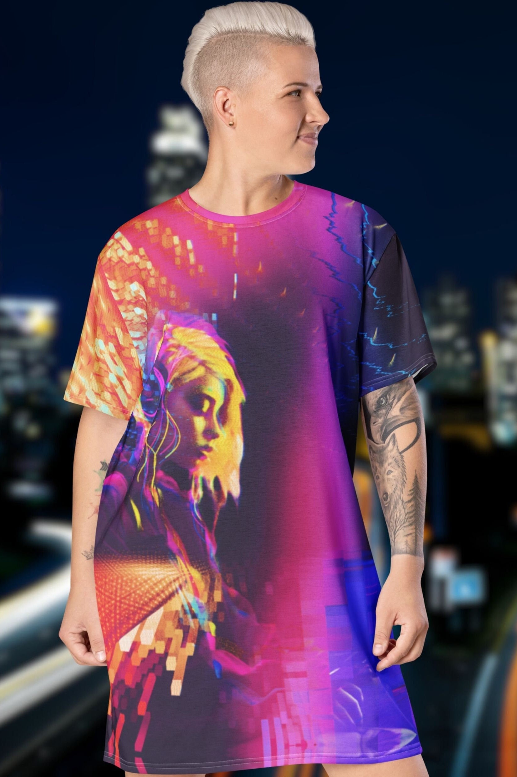 neon oversized t shirt dress Neon Loose Fit TShirt Dress Oversized Rave Party Dress Hip Hop Beach Shirt Comfy Summer Clothes