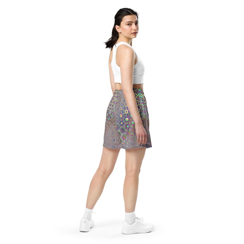 Unisex Rave Festival Mesh Shorts, Sacred Geometry EDC Outfit, Neon Techno Shorts