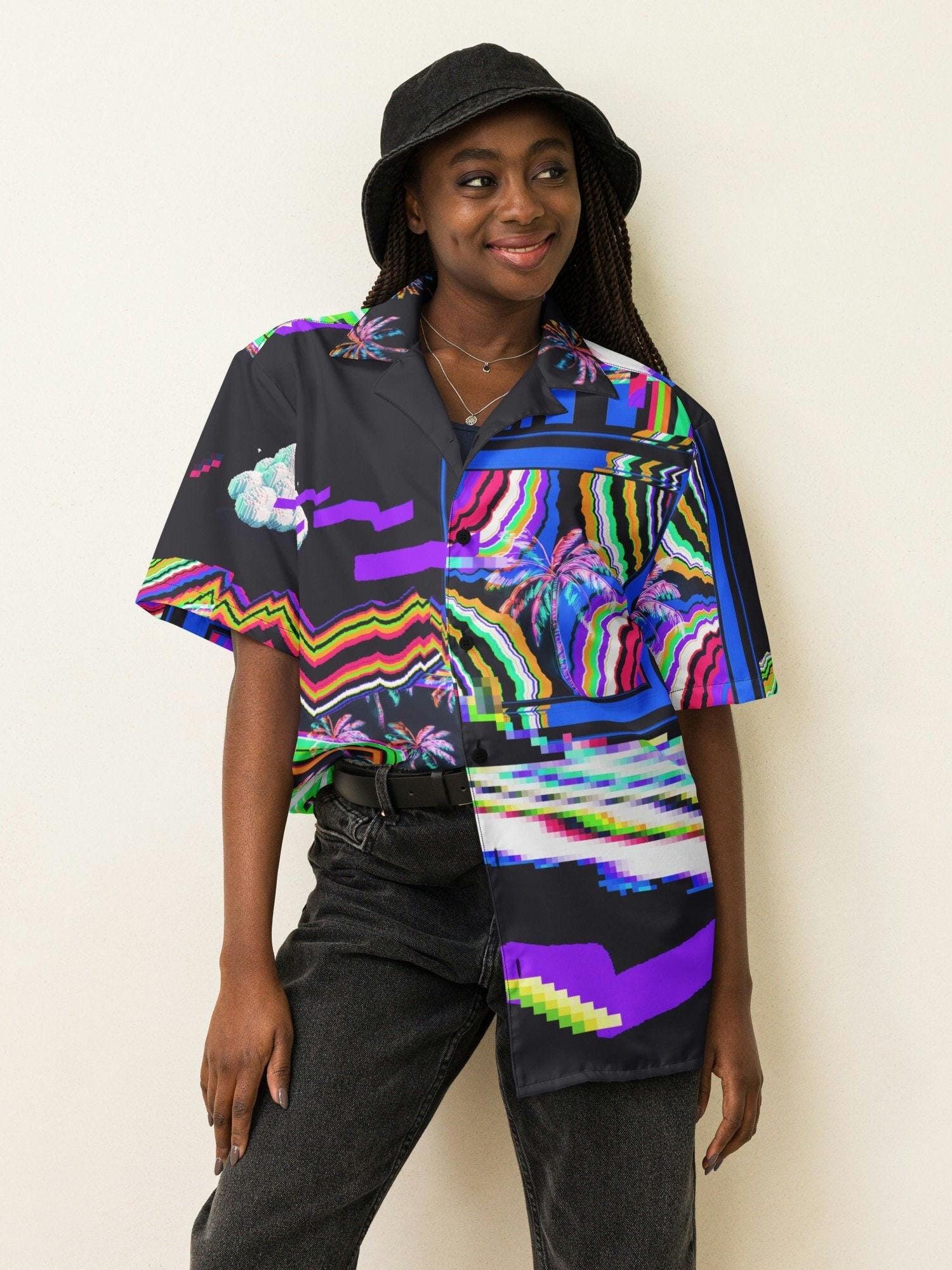 Retro Miami Hawaiian Shirt, Trippy Vacation Clothes