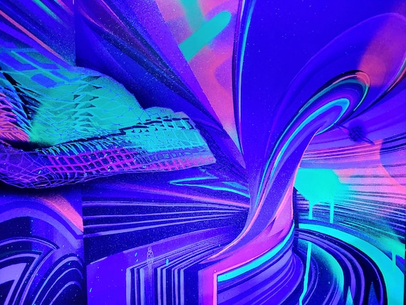 Trippy Colorful Space Funky Wall Art Lover New Home Gift, Neon ...