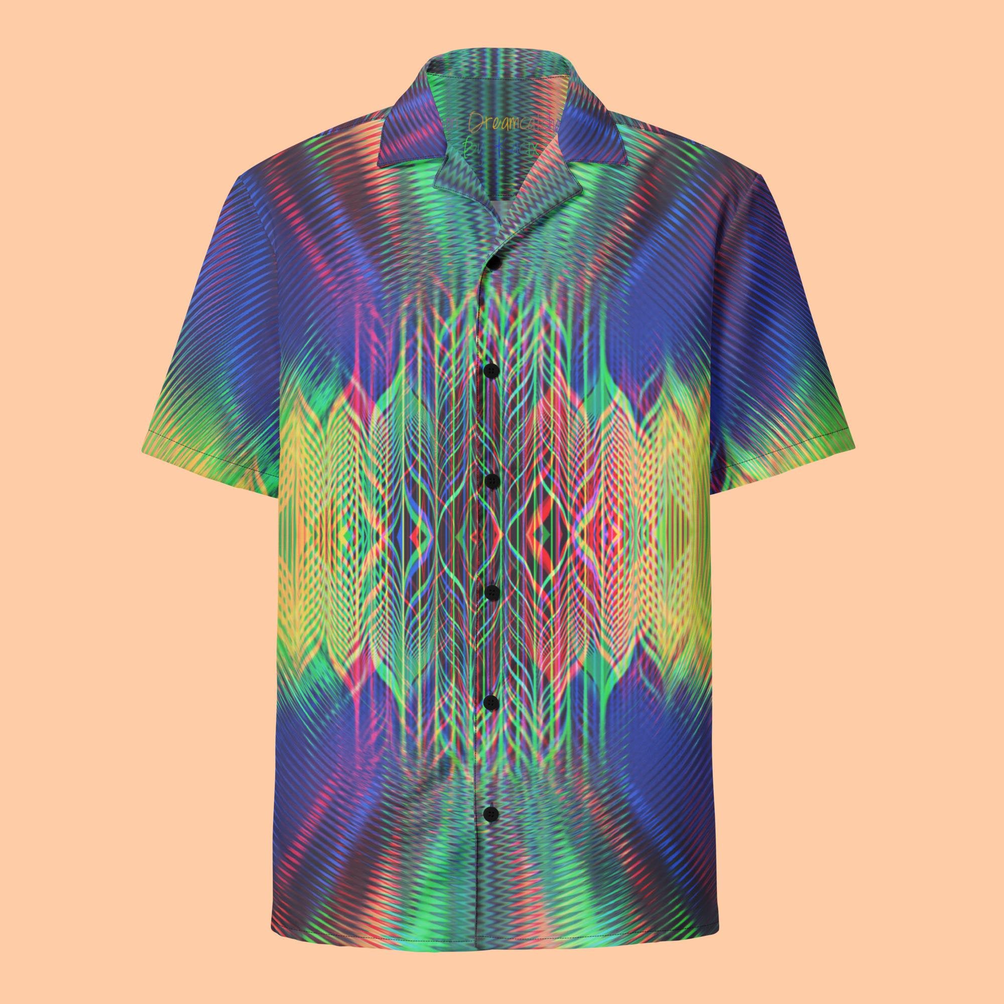 Neon Holographic Button up Shirt Psychedelic Boho Button Down