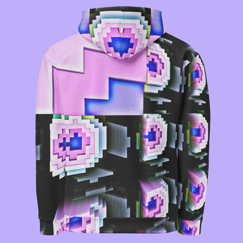 Pixel Art Colorblock Hoodie Gamer Retro Futuristic Hoodie All Over ...