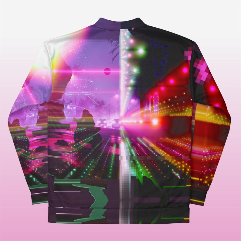 Wave Rave Jacket Neon Synthwave Bomber Jacket Techno Cyber Festival Jacket Unisex EDM ...
