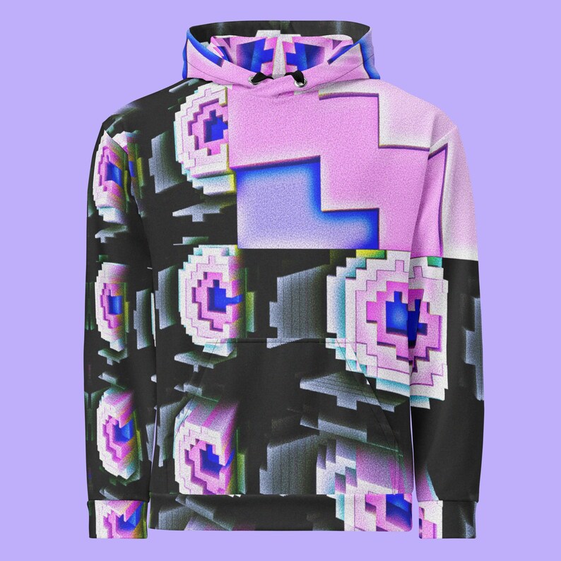 Pixel Art Colorblock Hoodie Gamer Retro Futuristic Hoodie All Over ...