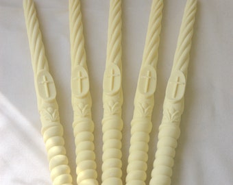 Biege candles, Wedding candles , Baptism candles , decor candles , beeswax candles , taper candles ,  catholic candles , dinner candles