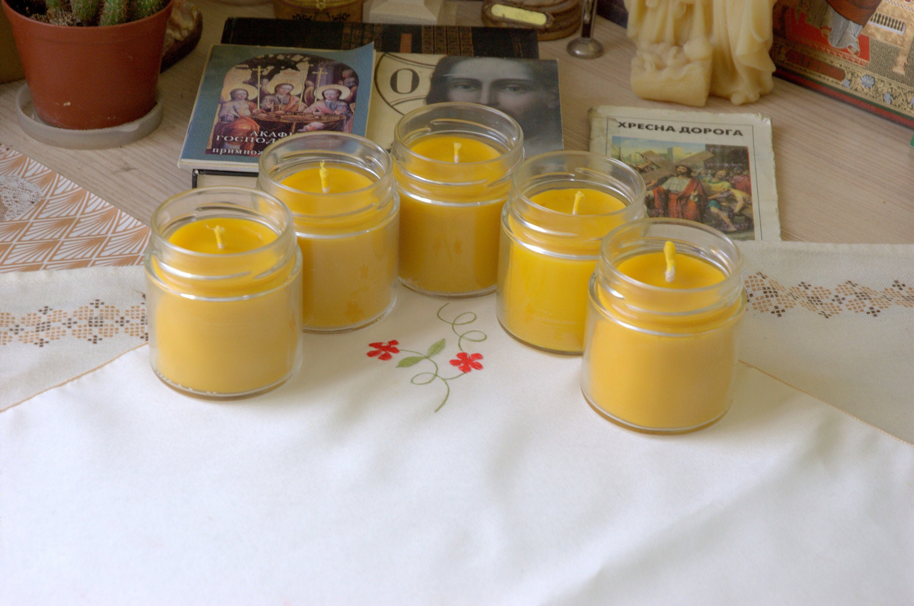 Chrism Oil Candle Jar Candle Jar Candles Glass Beeswax Candle Catholic