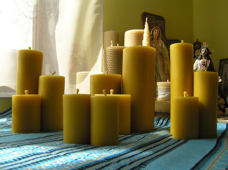 100/% beeswax pillars