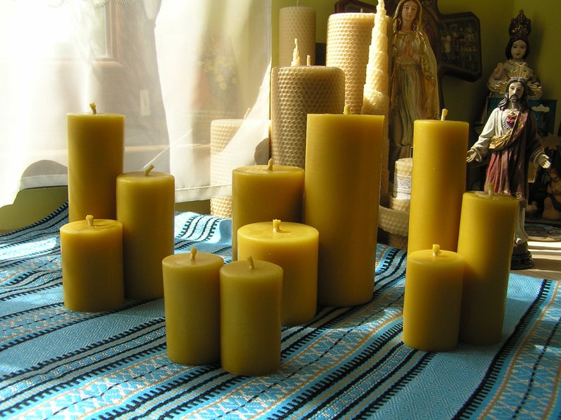 100/% beeswax pillars