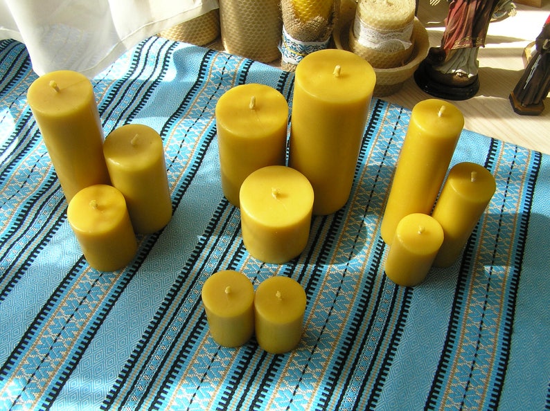 100/% beeswax pillars