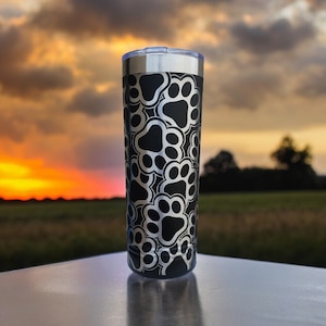 Paw Print Laser Engraved Tumbler - Dog Mom Gift - Mothers Day Gift