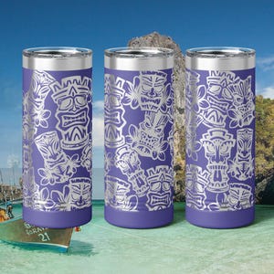 Tiki Totem Statue Laser Engraved Tumbler - Island inspired Cocktail Cup