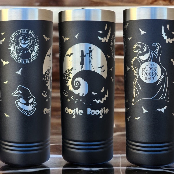 Nightmare Before Christmas Oogie Boogie Tumbler, Laser Engraved Travel Mug, Jack Skellington