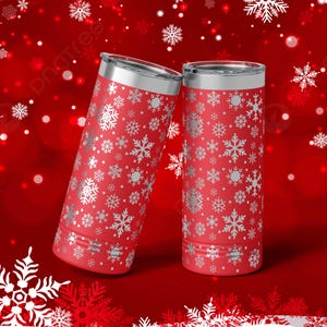 Christmas Snowflakes Laser Engraved Tumbler- Christmas Holiday Drinkware Gift