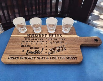Whiskey Flight Board - Bourbon Tasting Tray - Whiskey Rules