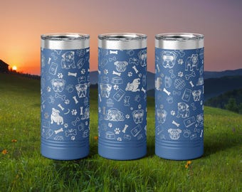English Bulldog Doodle Laser Engraved Tumbler - Gift for Dog Lover